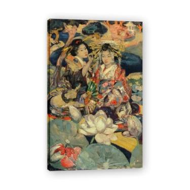 Imagem de Arte de parede impressionista. "A flor de lótus", famosas impressões em tela, pinturas famosas arte de parede para sala de estar. Moldura interna de 40 x 65 cm - 15,7 x 25,6 pol