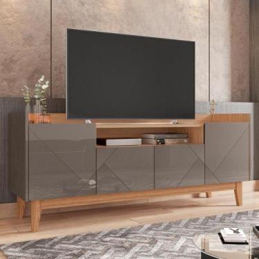 Imagem de Rack para TV Viktor com Frisos nas Portas Cinza Noce - CasaH