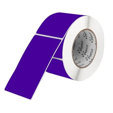 Imagem de Perco Etiquetas adesivas retangulares roxas de 7 x 12 cm com adesivo permanente - 500 etiquetas por rolo - Cores vibrantes, forte adesão - Feito nos EUA