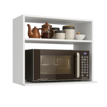 Imagem de Suporte Armário de Parede para Micro-ondas 2 Prateleiras Branco 60x60x35 cm sixteendecor