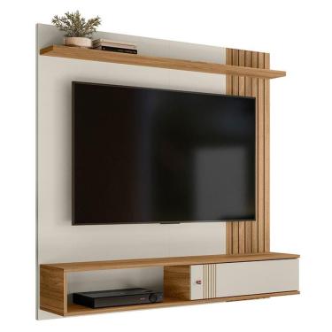 Imagem de Painel Suspenso Milão Frisado Off White-nature Para Até 55? - Peternella Móveis Off White-nature
