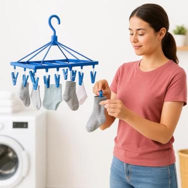 Imagem de Varal Premium Sanfonado 29 Prendedores - Sortido Dobrável Ideal para Roupas Íntimas, Meias e Panos – Compacto, Resistente e Econômico – Secagem Rápida em Espaços Pequenos