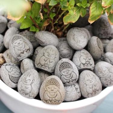 Imagem de zaoalife 20 peças de mini estátuas de Buda de pedra de resina - decoração de jardim e aquário de peixes, ornamentos zen budistas para bonsai, caminhos, esculturas de relevo de terraço