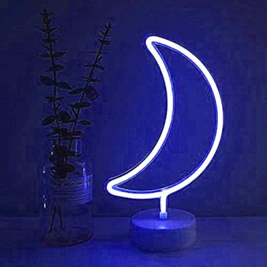 Imagem de AQY Placa de neon, luz noturna de néon LED, operada por USB, sinais de néon para decoração de quarto e festa de casamento (azul lua)