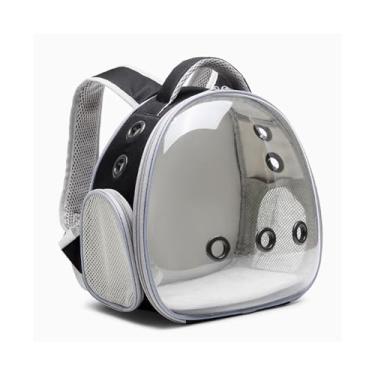 Imagem de Gaiola de pássaro, bolsa de passeio de papagaio, ombro duplo, transparente, mochila para levar pássaros, gaiola de pássaro, para uso ao ar livre, respirável, gaiola de voo (preto)