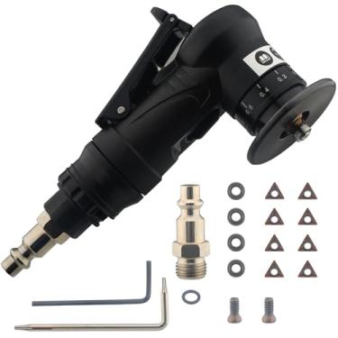 Imagem de Ferramenta de chanfradura pneumática, mini máquina de chanfrar movida a ar, canto de arco de 45° com entrada de ar de 1/4 polegada, máquina de corte de chanfradura para metal, madeira, lâmina angular