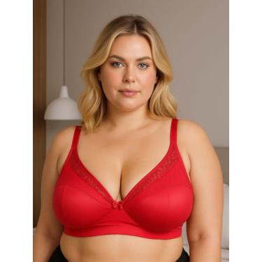 Imagem de Sutiã Plus Size Sem Bojo Cirrê - c11 INÊS - MAJU EXCLUSSIVE, Vermelho,