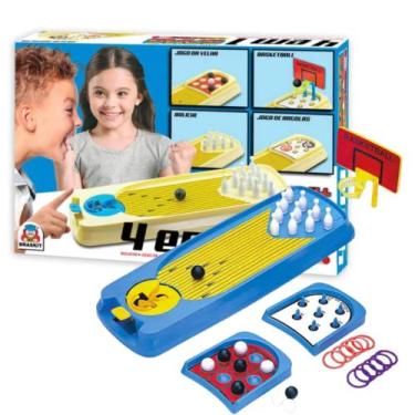 Imagem de Brinquedo Infantil 4 em 1 Game Mesa de Jogos Argola Basquete Boliche B