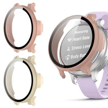 Imagem de (Pacote com 2) Capa protetora para Garmin Lily 2 Active, amortecedor de policarbonato de cobertura total com protetor de tela de vidro temperado, capa à prova de choque resistente a arranhões para