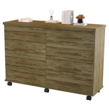 Imagem de Comoda Jade 8 Gavetas Amendoa Com Rodinhas - Primus