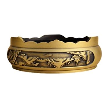 Imagem de Cinzeiro de ervas daninhas cinzeiro de latão decoração em relevo criativa cinzeiro artesanato interior cinzeiro de secretária retro cinzeiros para cigarros