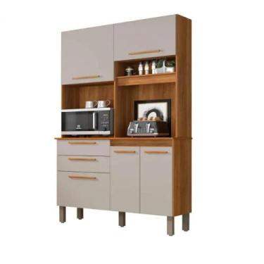 Imagem de Armário de Cozinha 5 Portas 2 Gavetas Dubai - Cinamomo Off - SALLETO