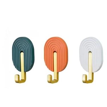 Imagem de 6 peças de gancho autoadesivo de plástico de parede multifuncional toalheiro de cozinha gancho forte porta bolsa traseira cabide de chapéu (Mix, 6 peças)