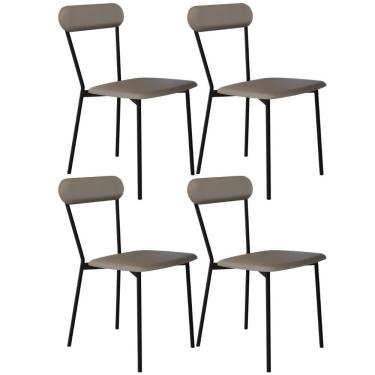 Imagem de Kit 04 Cadeiras Estofada Para Sala De Jantar Liora Preto C01 Courino Cinza - Lyam Decor