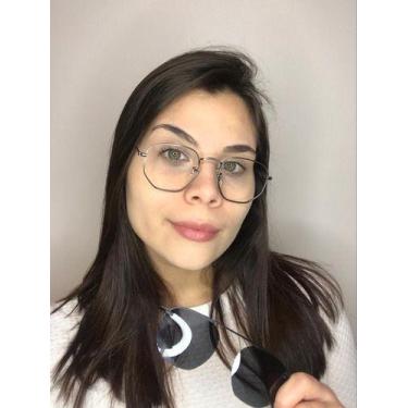 Imagem de Armação Óculos Grau Clipon Feminino 2 Em 1 Hexagonal Grafite - Palas E