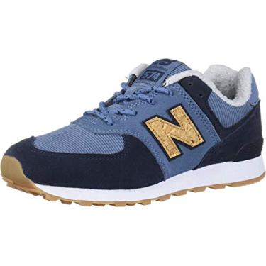 Imagem de New Balance Tênis infantil 574 V1 de camurça de inverno com cadarço, Cambraia/eclipse, 8.5