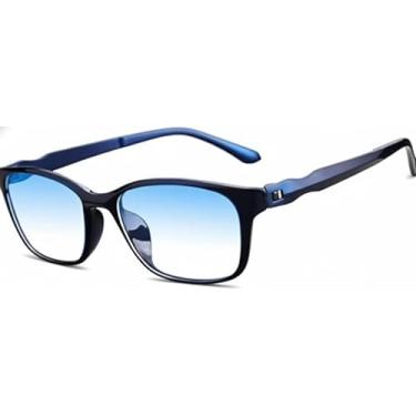 Imagem de Óculos de Proteção contra Luz Azul, Armação Quadrada Azul Marinho, para Computador e Celular, Redução de Fadiga Visual