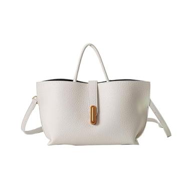 Imagem de Bolsa tiracolo feminina pequena bolsa de ombro estilo vintage com mini bolsa de couro genuíno, Branco, Small, Retrô