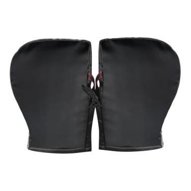 Imagem de Luvas de guidão de motocicleta, protetores térmicos à prova de vento à prova d'água com tiras refletivas para clima frio, compatíveis com scooter de mountain bike para viagens urbanas e esportes ao ar