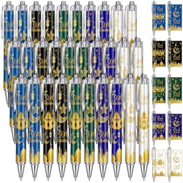 Imagem de Sayglossy 30 canetas Eid Mubarak, presentes de Ramadã a granel, canetas esferográficas Eid Mubarak, lembrancinhas de festa, presentes muçulmanos, presentes islâmicos (multicoloridas)