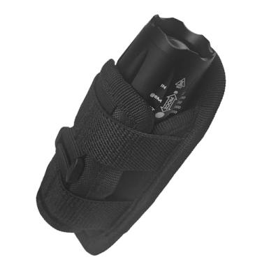 Imagem de Coldre de lanterna tática, estojo com clipe de carretel mosquetão de 360 graus para cinto de serviço cinto de segurança policial preto