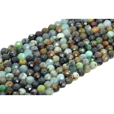 Imagem de Lady Works Fio de pedra natural turquesa africana de 33 cm, contas facetadas redondas de 8 mm para fazer joias DIY | Beads_00400