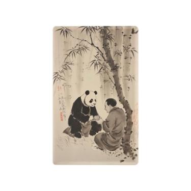 Imagem de Blueangle Placa de parede decoradora de capa em branco, tamanho padrão, 1 gangue panda chinês, capa de interruptor de bambu para quarto de escritório em casa, 4,53 x 2,76 polegadas (216)
