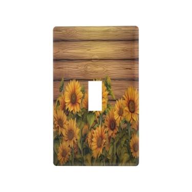 Imagem de Blueangle Capa para placa de parede para interruptor de luz - Girassóis em placa de madeira para interruptor de luz decorativa placa de parede, tamanho 1 - gangue 4,53 x 2,76 polegadas (383)