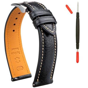 Imagem de Gomvadr Pulseira de relógio de couro italiano Toscana, pulseira de couro natural curtido com vegetais, 18 mm, 19 mm, 20 mm, 21 mm, 22 mm, GG, 2GG, 2GG, 2GG, pulseira de reposição para homens e