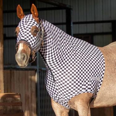 Imagem de Jeffers Capuz de cavalo de lycra Expression, Cob – Capa de crina de elastano elástico para preparação pré-show, cuidados ou uso estável – Proteção segura e confortável contra poeira – Combina com