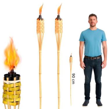 Imagem de kit 2 a 4 Tochas de Bambu são João festa junina acampamento decoração 