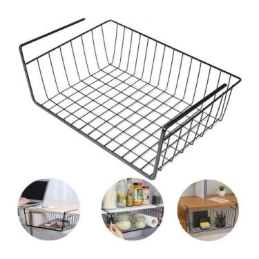 Imagem de Cesto Organizador Suspenso Aramado Multiuso Gaveta Encaixe Mesa Armari