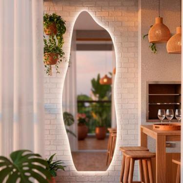 Imagem de Espelho Organico Flame 150x50cm Com Led Espelho de Parede Para Sala Qu