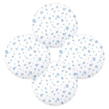 Imagem de Wassud Jogo americano conjunto de 4 tapetes de mesa redondos com estampa de terraço azul para cozinha e jantar, lavável, resistente ao calor, decoração de mesa 39 cm