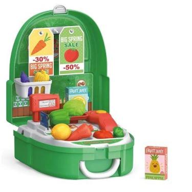 Imagem de Kid+ Kit Maleta Mochila Super Mercado - Feirinha - Mercadinho - 22 Peç