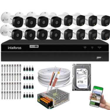 Imagem de Kit 16 Câmeras Intelbras 8 cam Full Color 8 cam 1220b Full Hd Dvr Mhdx
