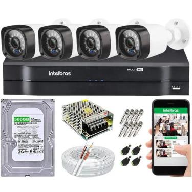 Imagem de Kit Cftv 4 Câmeras de Segurança AHD 720p e Dvr Mhdx 1004c  Intelbras C