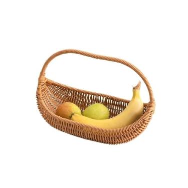 Imagem de CFGH6FDF Suporte de frutas cesta de tecido, cesta de pão de vime, cesta de frutas com alças para balcão de cozinha suporte de tigela de frutas