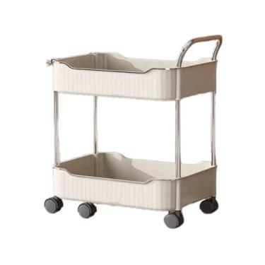 Imagem de Rack de armazenamento multiuso para cozinha, banheiro e sala de estar – Carrinho de carrinho de fácil montagem com rodízios e alças, prateleiras em camadas, organizador que economiza espaço (91 x 66 x