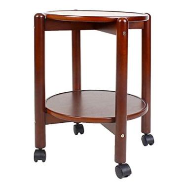 Imagem de Mesa de centro sofá mesa lateral redonda de madeira móveis sala de estar pequena mesa de centro mesa de jantar 2 camadas com rodízio mesas centrais