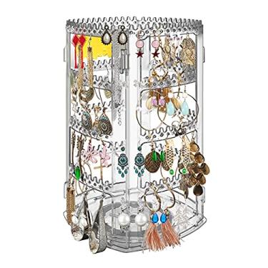 Imagem de Suporte de joias giratório 360 suporte de brincos transparente organizador de joias acrílico suporte de exibição de joias para brincos, pulseiras, colares, exibição de joias (cor: acrílico-4)
