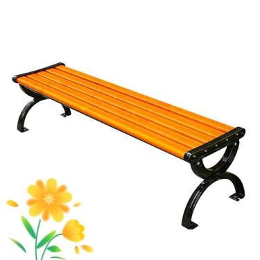 Imagem de Bancos de pátio para ambientes externos, banco de jardim de parque com moldura de metal de ferro fundido, banco traseiro para 2/3 pessoas, assento de ripas, bancos externos à prova de intempéries