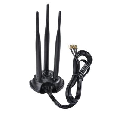 Imagem de Eightwood Antena WiFi de banda dupla de 2,4 GHz 5 GHz, conector triplo RP-SMA, base magnética para PC desktop, cartão PCIe WiFi, roteador sem fio WiFi, ponto de acesso móvel, adaptador USB WiFi