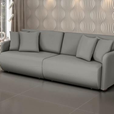 Imagem de Sofá Retrátil e Reclinável 240cm Veludo Domus Cinza