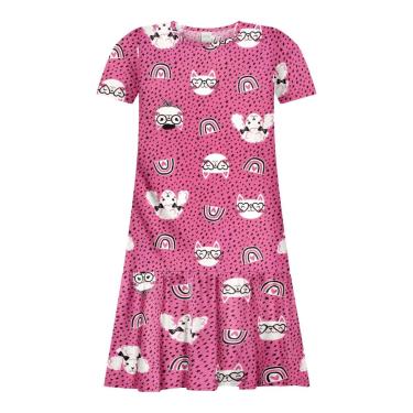 Imagem de Vestido Infantil Menina Cats Rosa Alakazoo-Feminino