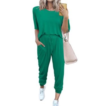 Imagem de Conjunto de Moletom PRETTYGARDEN Feminino Dois Peças Verde Brilhante M
