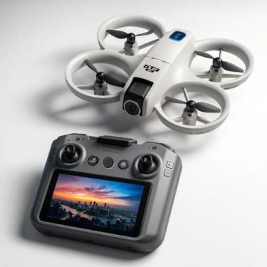 Imagem de Mini Drone K100 GT3 2026 Controle Com Tela Full HD Duas Câmeras 4k Wif
