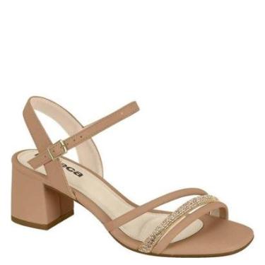 Imagem de Sandália Feminina Salto Grosso Moleca Conforto Casual Verão - Nude/Creme - 37-Feminino