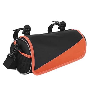 Imagem de Yctze Bolsa de assento para guidão de bicicleta, 16,5 x 30,5 cm, bolsa frontal para ciclismo de 3,5 L, bolsa de transporte de bagagem para motocicletas UTV ATV (laranja + preto)