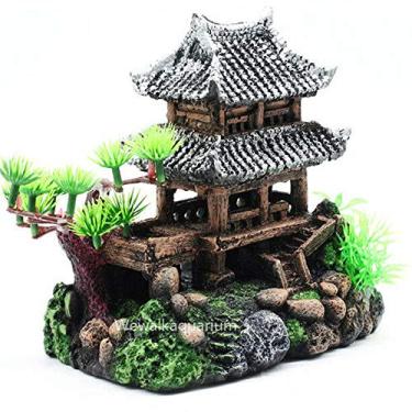 Imagem de LOOPIG Ornamentos para tanques de peixes decorações de ruínas de aquário castelo China arquitetura antiga